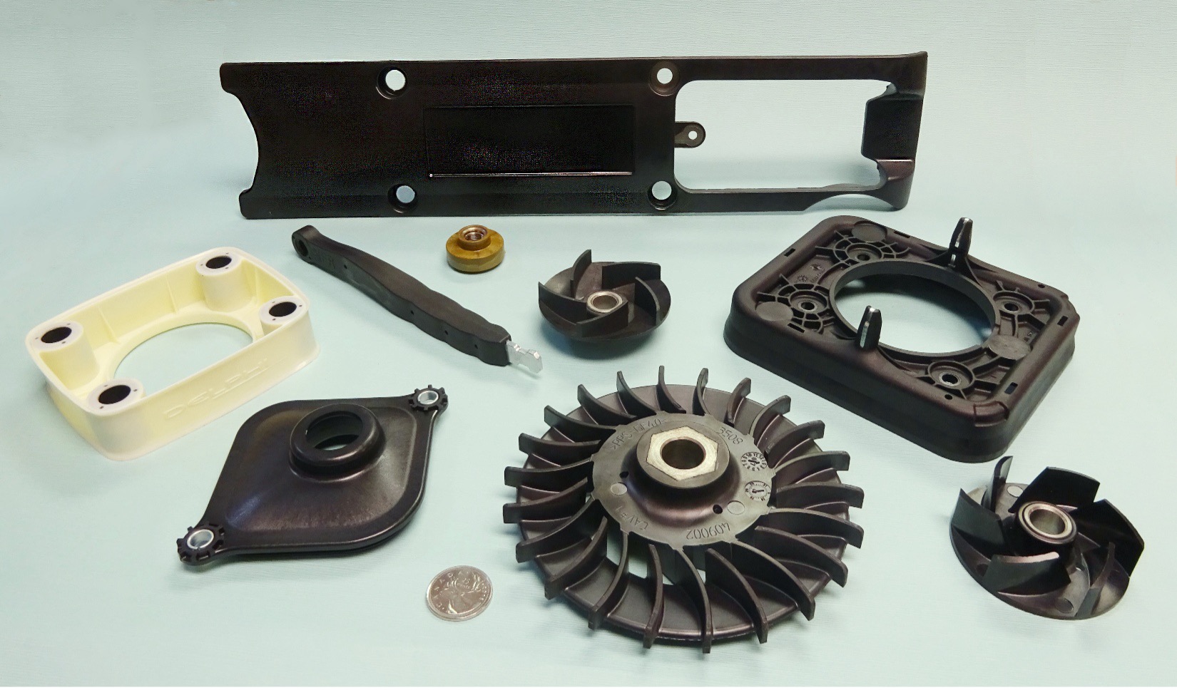 molded plastic parts display