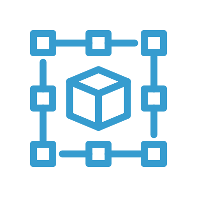 cube surrounded by squares icon